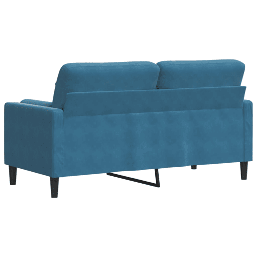 Sofá 2 lugares - Sofá fixo c almofadas decorativas 140 cm veludo azul Sofá 2 lugares - Sofá fixo c almofadas decorativas 140 cm veludo azul