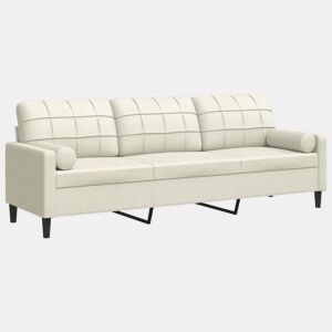 Sofá 3 lugares - Sofá fixo c almofadas decorativas 210 cm veludo creme