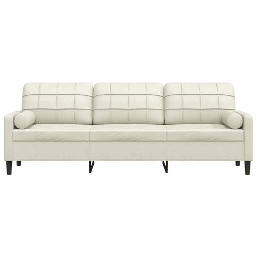 Sofá 3 lugares - Sofá fixo c almofadas decorativas 210 cm veludo creme