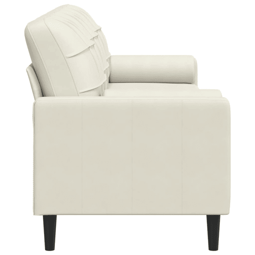 Sofá 3 lugares - Sofá fixo c almofadas decorativas 210 cm veludo creme