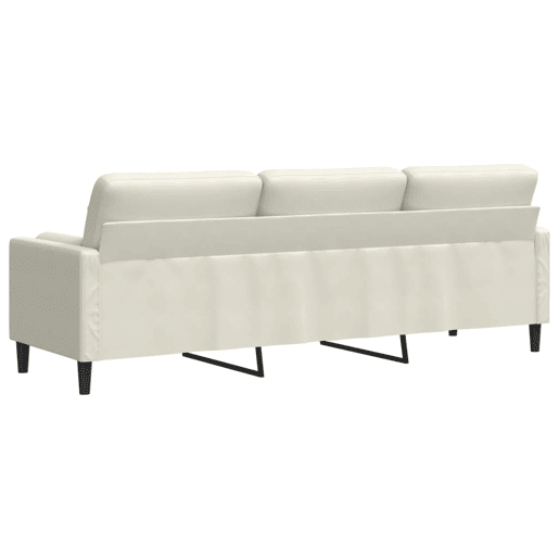 Sofá 3 lugares - Sofá fixo c almofadas decorativas 210 cm veludo creme