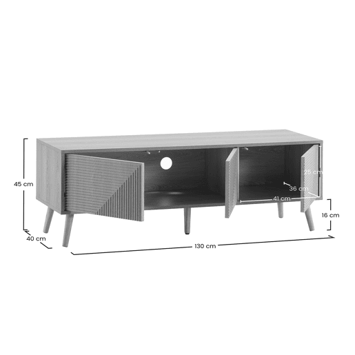 Móvel Tv Telmo 3 portas cor Carvalho 130 cm
