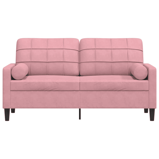 Sofá 2 lugares - Sofá fixo c almofadas decorativas 140 cm veludo rosa