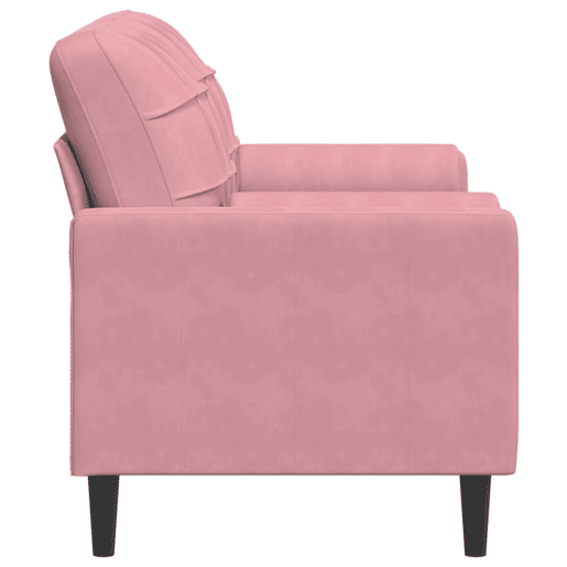 Sofá 2 lugares - Sofá fixo c almofadas decorativas 140 cm veludo rosa