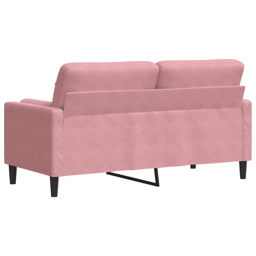 Sofá 2 lugares - Sofá fixo c almofadas decorativas 140 cm veludo rosa