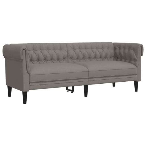 Sofá chesterfield 3 lugares - Sofá fixo tecido cinzento-acastanhado