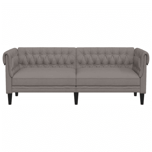 Sofá chesterfield 3 lugares - Sofá fixo tecido cinzento-acastanhado