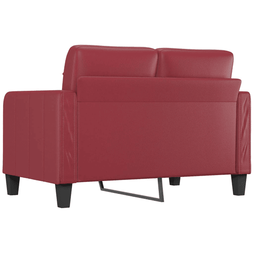 Sofá de 2 lugares - Sofá fixo 120 cm couro artificial vermelho tinto