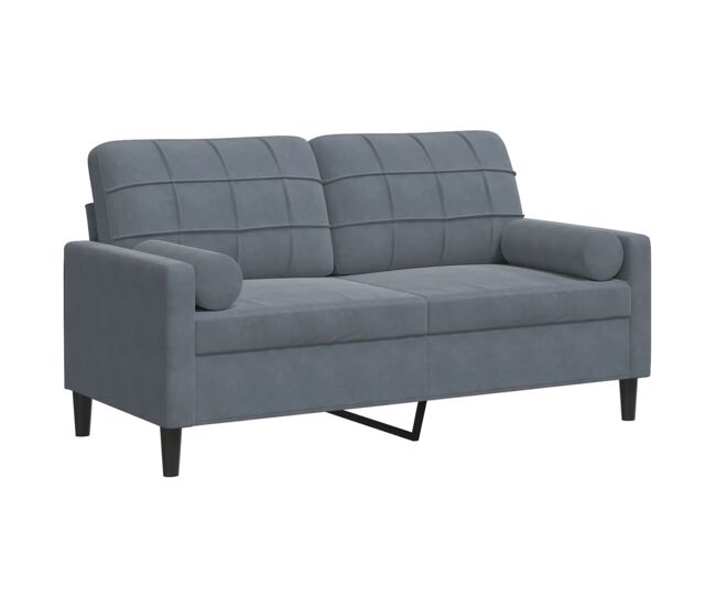 Sofá de 2 plazas - sofá de salón - sofá moderno con cojines terciopelo gris oscuro 140 cm
