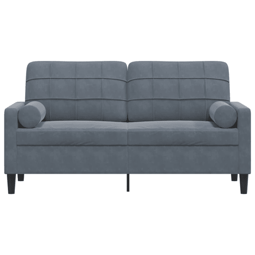 Sofá 2 lug. - Sofá fixo c almofadas decorativas 140 cm veludo cinza-escuro