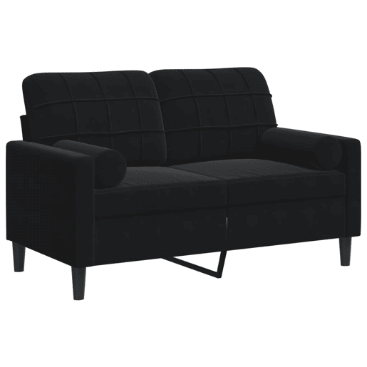 Sofá 2 lugares - Sofá fixo c almofadas decorativas 120 cm veludo preto