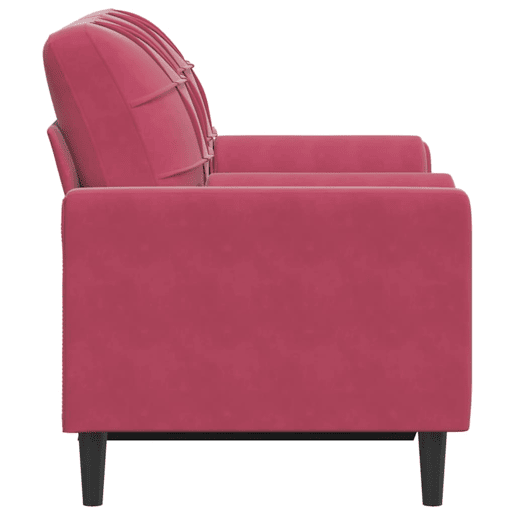 Sofá 2 lug. - Sofá fixo + almofadas decorativas 120cm veludo vermelho tinto