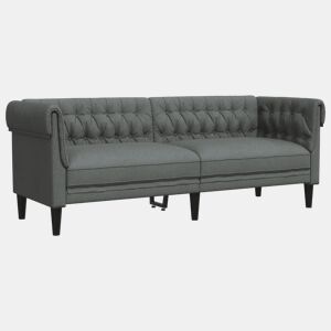 Sofá chesterfield 3 lugares - Sofá fixo tecido cinzento-escuro