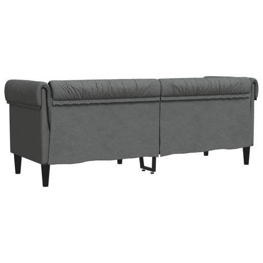 Sofá chesterfield 3 lugares - Sofá fixo tecido cinzento-escuro