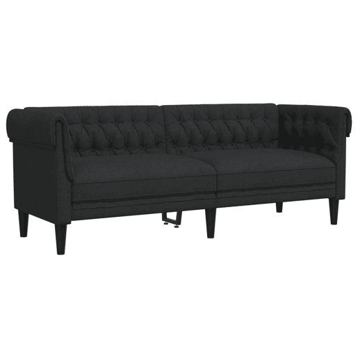 Sofá chesterfield 3 lugares - Sofá fixo tecido preto