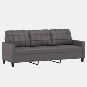 Sofá de 3 lugares - Sofá fixo 180 cm couro artificial cinza