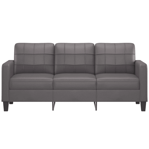 Sofá de 3 lugares - Sofá fixo 180 cm couro artificial cinza