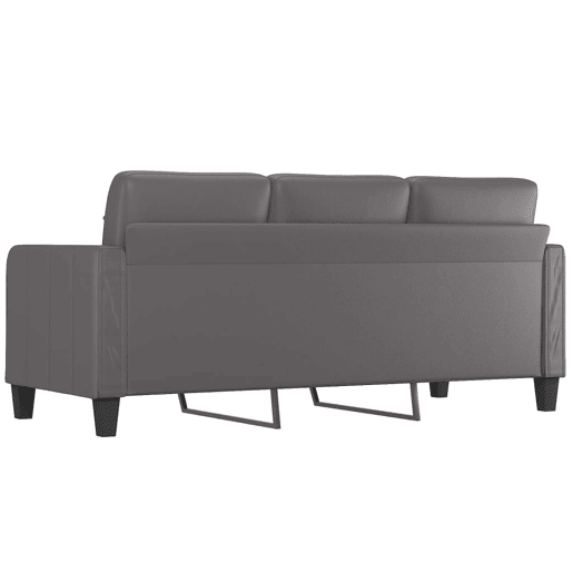Sofá de 3 lugares - Sofá fixo 180 cm couro artificial cinza