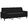 Sofá 3 lugares - Sofá fixo c almofadas decorativas 180 cm veludo preto