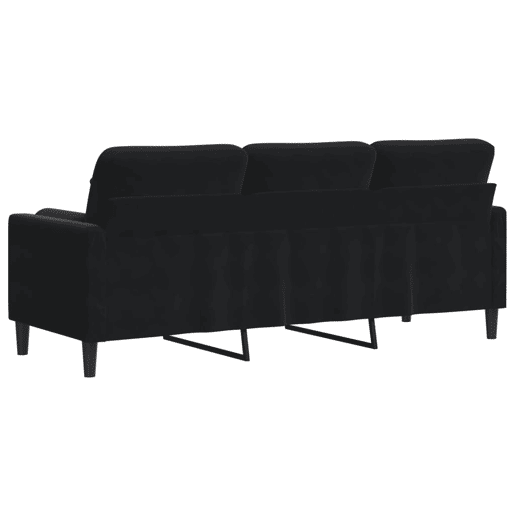Sofá 3 lugares - Sofá fixo c almofadas decorativas 180 cm veludo preto