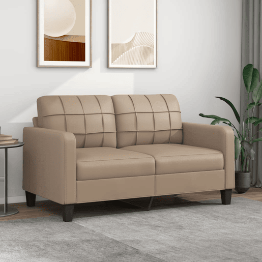 Sofá de 2 lugares - Sofá fixo 140 cm couro artificial cor cappuccino