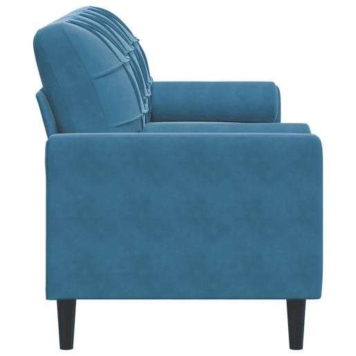 Sofá 3 lugares - Sofá fixo c almofadas decorativas 180 cm veludo azul Sofá 3 lugares - Sofá fixo c almofadas decorativas 180 cm veludo azul