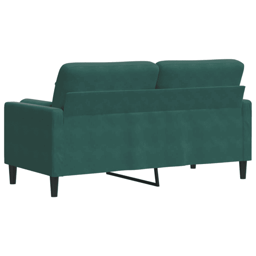 Sofá 2 lug. - Sofá fixo c almofadas decorativas 140cm veludo verde-escuro