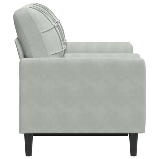 Sofá 2 lugares - Sofá fixo + almofadas decorativas 120cm veludo cinza-claro