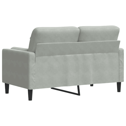 Sofá 2 lugares - Sofá fixo + almofadas decorativas 120cm veludo cinza-claro