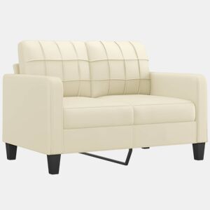 Sofá de 2 lugares - Sofá fixo 120 cm couro artificial cor creme