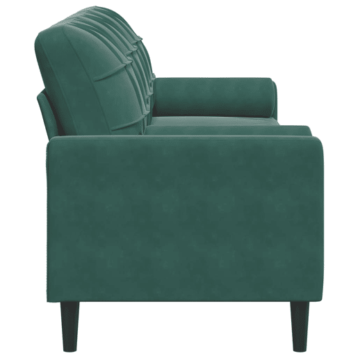 Sofá 3 lug. - Sofá fixo c almofadas decorativas 210 cm veludo verde-escuro Sofá 3 lug. - Sofá fixo c almofadas decorativas 210 cm veludo verde-escuro