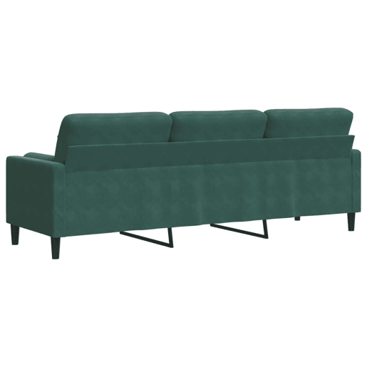 Sofá 3 lug. - Sofá fixo c almofadas decorativas 210 cm veludo verde-escuro Sofá 3 lug. - Sofá fixo c almofadas decorativas 210 cm veludo verde-escuro