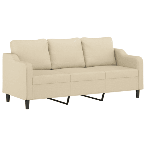 Sofá de 3 lugares - Sofá fixo tecido 180 cm cor creme Sofá de 3 lugares - Sofá fixo tecido 180 cm cor creme