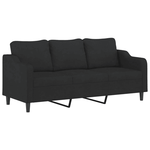 Sofá de 3 lugares - Sofá fixo tecido 180 cm preto