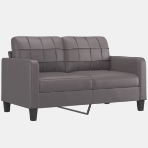 Sofá de 2 lugares - Sofá fixo 140 cm couro artificial cinza