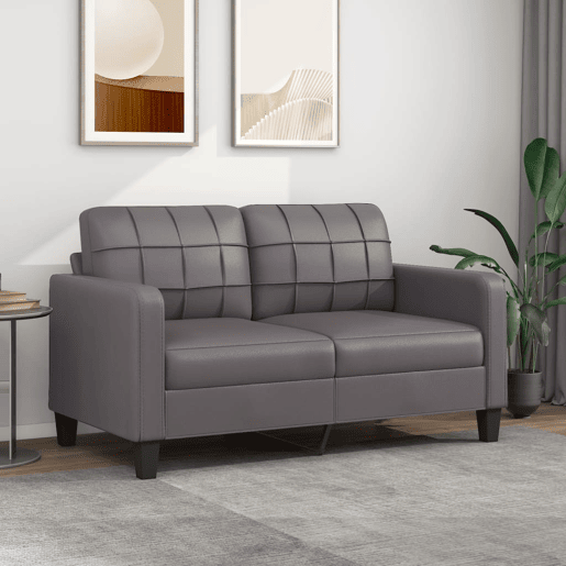 Sofá de 2 lugares - Sofá fixo 140 cm couro artificial cinza