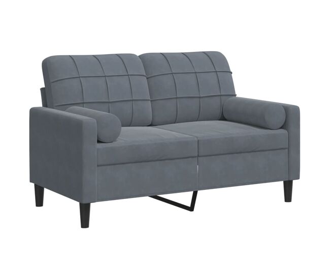 Sofá de 2 plazas - sofá de salón - sofá moderno con cojines terciopelo gris oscuro 120 cm