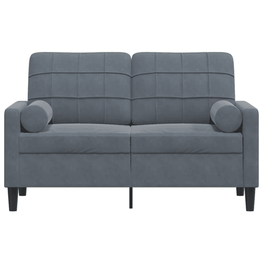 Sofá 2 lug. - Sofá fixo c almofadas decorativas 120 cm veludo cinza-escuro