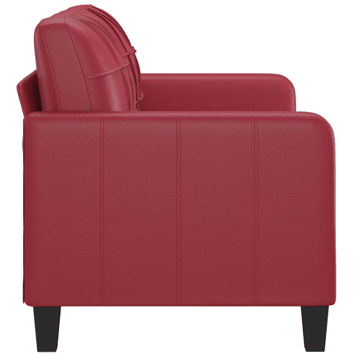 Sofá de 2 lugares - Sofá fixo 140 cm couro artificial vermelho tinto