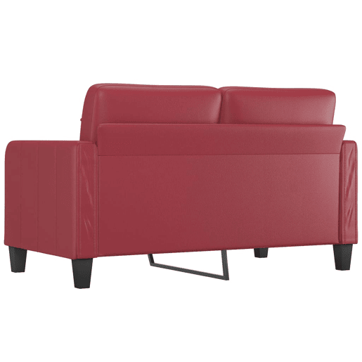 Sofá de 2 lugares - Sofá fixo 140 cm couro artificial vermelho tinto