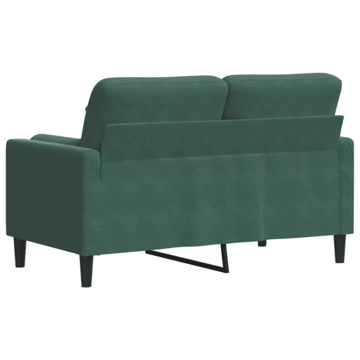 Sofá 2 lug. - Sofá fixo c almofadas decorativas 120 cm veludo verde-escuro