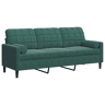 Sofá 3 lug. - Sofá fixo c almofadas decorativas 180 cm veludo verde-escuro