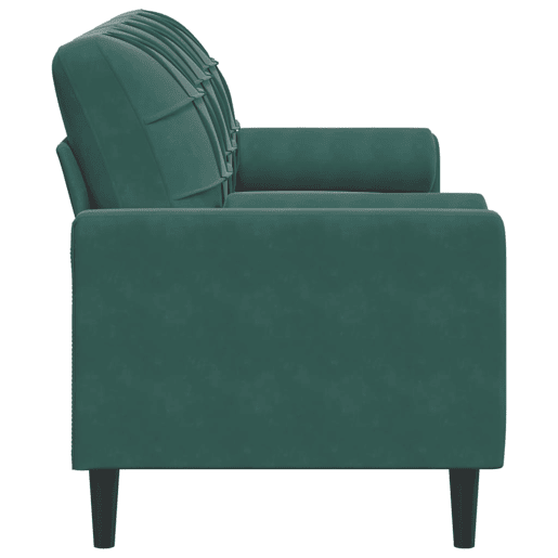 Sofá 3 lug. - Sofá fixo c almofadas decorativas 180 cm veludo verde-escuro