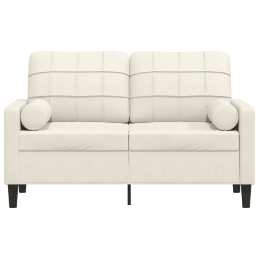 Sofá 2 lugares - Sofá fixo c almofadas decorativas 120 cm veludo creme