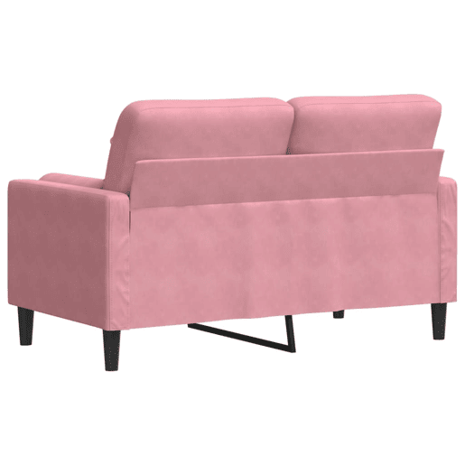 Sofá 2 lug. - Sofá fixo c almofadas decorativas 120 cm veludo rosa