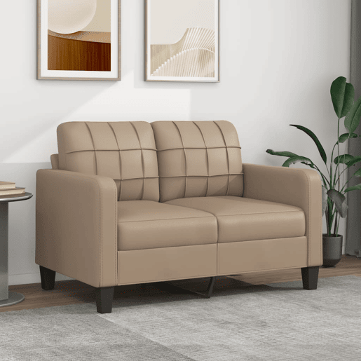 Sofá de 2 lugares - Sofá fixo 120 cm couro artificial cor cappuccino