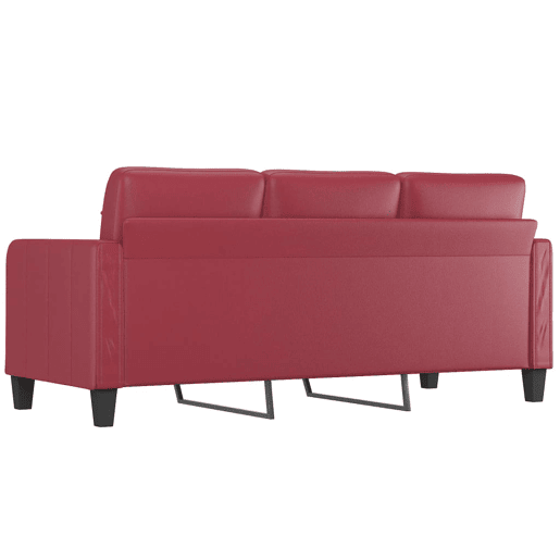 Sofá de 3 lugares - Sofá fixo 180 cm couro artificial vermelho tinto