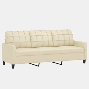 Sofá de 3 lugares - Sofá fixo 180 cm couro artificial cor creme