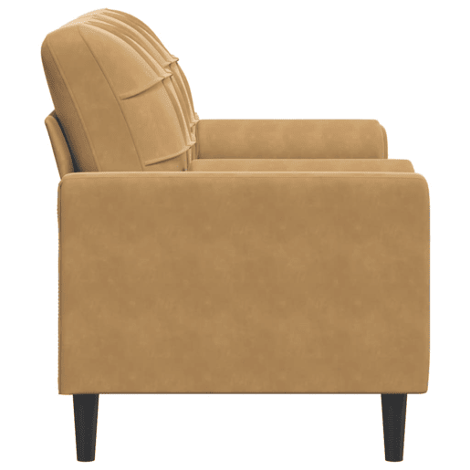 Sofá 2 lugares - Sofá fixo c almofadas decorativas 140 cm veludo castanho