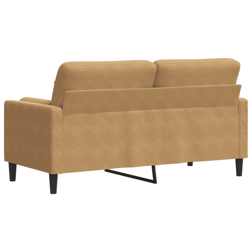 Sofá 2 lugares - Sofá fixo c almofadas decorativas 140 cm veludo castanho